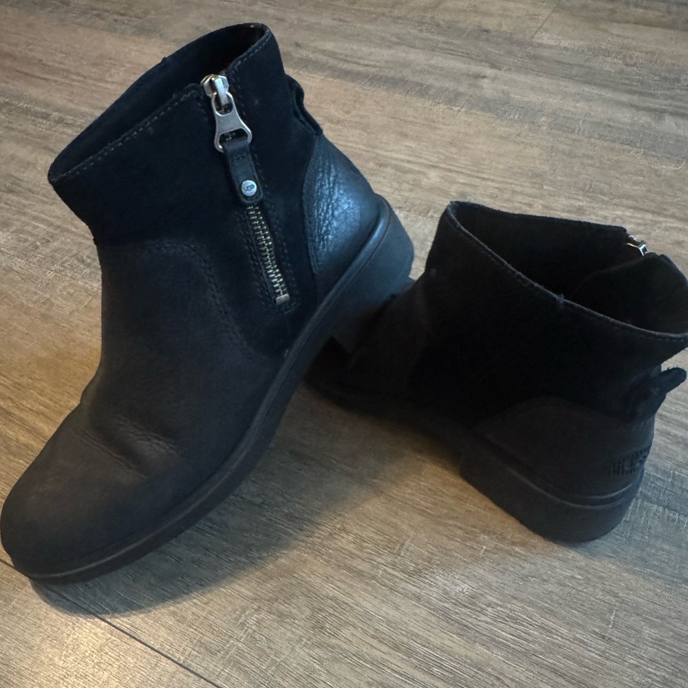 UGG Black Ankle Suede Booties with Zipper 8.5